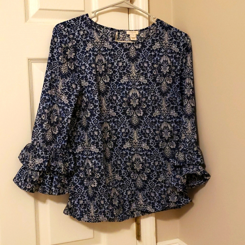 J.Crew Blue Pattern Blouse